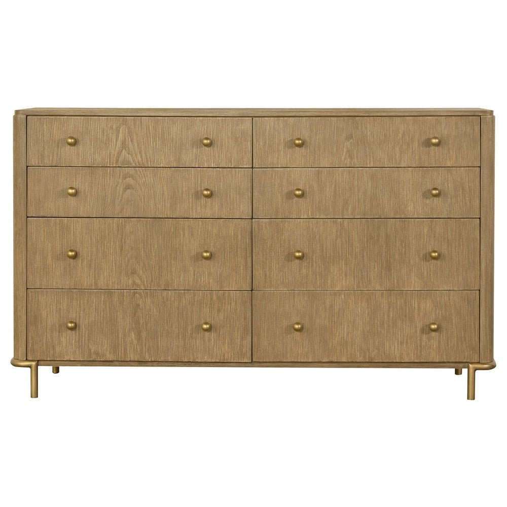 Fij 5pc Queen Bedroom Set | Dresser Mirror | Sand Brown | Gray Fabric