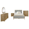 Fij 5pc Queen Bedroom Set | Dresser Mirror | Sand Brown | Gray Fabric