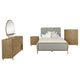 Fij 5pc Queen Bedroom Set | Dresser Mirror | Sand Brown | Gray Fabric