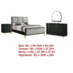 Fij 4pc Queen Bedroom Set | Dresser | Padded Gray Upholstery | Black