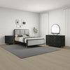 Fij 4pc Queen Bedroom Set | Dresser | Padded Gray Upholstery | Black