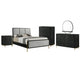 Fij 5pc Queen Bedroom Set | Dresser Chest | Gray Upholstery | Black