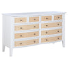 Heo 4pc Queen Bedroom Set | Rattan Woven Drawer | Brown Fabric | White