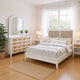 Heo 4pc Queen Bedroom Set | Rattan Woven Drawer | Brown Fabric | White