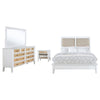 Heo 4pc Queen Bedroom Set | Rattan Woven Drawer | Brown Fabric | White