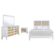 Heo 4pc Queen Bedroom Set | Rattan Woven Drawer | Brown Fabric | White