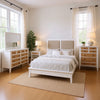 Heo 5pc Queen Bedroom Set | Rattan Woven Drawer | Brown Fabric | White