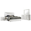 Ivon 4pc Queen Bedroom Set | Diamond Embossed | White High Gloss | LED