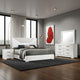 Ivon 4pc Queen Bedroom Set | Diamond Embossed | White High Gloss | LED