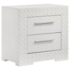 Ivon 5pc Queen Bedroom Set | Diamond Embossed | White High Gloss | LED