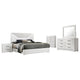 Ivon 5pc Queen Bedroom Set | Diamond Embossed | White High Gloss | LED