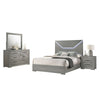 Ivon 4pc Queen Bedroom Set | Diamond Embossed | Gray High Gloss | LED