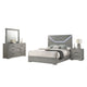 Ivon 4pc Queen Bedroom Set | Diamond Embossed | Gray High Gloss | LED