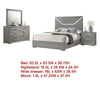 Ivon 4pc Queen Bedroom Set | Diamond Embossed | Gray High Gloss | LED