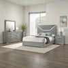 Ivon 4pc Queen Bedroom Set | Diamond Embossed | Gray High Gloss | LED