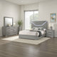 Ivon 4pc Queen Bedroom Set | Diamond Embossed | Gray High Gloss | LED