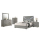 Ivon 5pc Queen Bedroom Set | Diamond Embossed | Gray High Gloss | LED