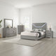 Ivon 5pc Queen Bedroom Set | Diamond Embossed | Gray High Gloss | LED