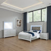 Gina 4pc Queen Bedroom Set | Silver Gray Faux Leather | LED Lights