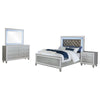 Gina 4pc Queen Bedroom Set | Silver Gray Faux Leather | LED Lights