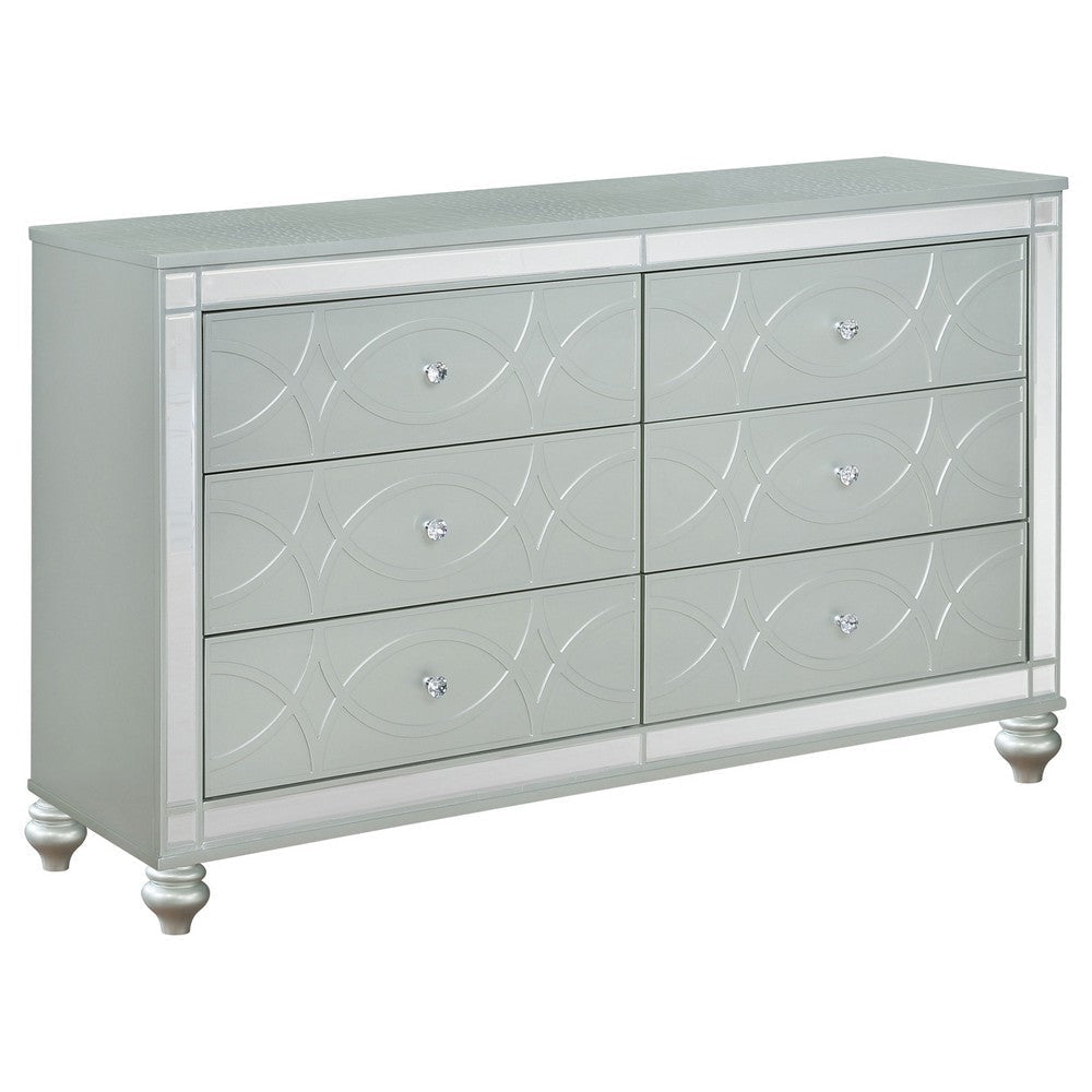 Gina 5pc Queen Bedroom Set | Silver Gray Faux Leather | LED Lights