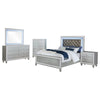 Gina 5pc Queen Bedroom Set | Silver Gray Faux Leather | LED Lights