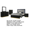 Caer 5pc Queen Bedroom Set in Black | Gold Accents | Gray Upholstery