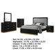 Caer 5pc Queen Bedroom Set in Black | Gold Accents | Gray Upholstery