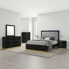 Caer 5pc Queen Bedroom Set in Black | Gold Accents | Gray Upholstery