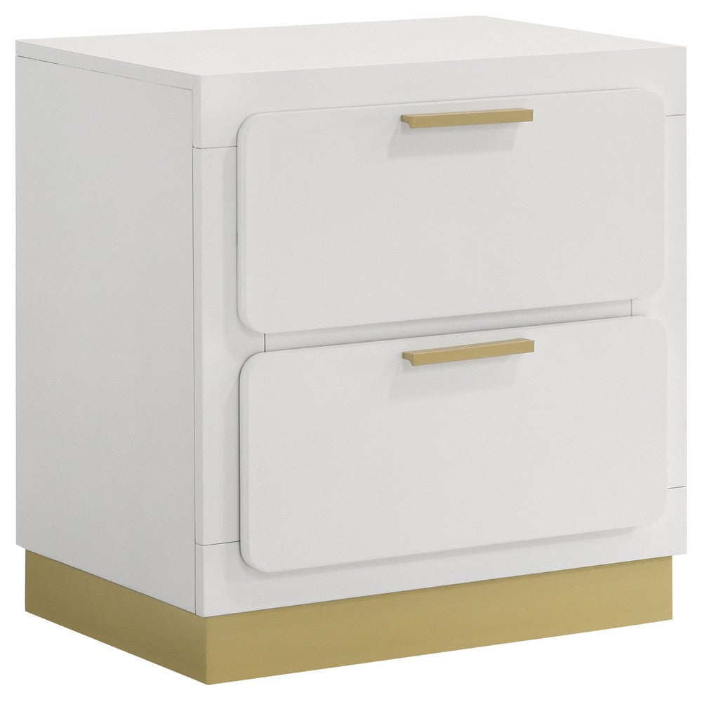 Caer 4pc Queen Bedroom Set in White | Gold Accents | Gray Upholstery BM336577