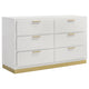 Caer 5pc Queen Bedroom Set in White | Gold Accents | Gray Upholstery BM336578