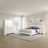 Sok 4pc Queen Bedroom Set | Faux Leather Upholstery | High Gloss White