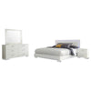 Sok 4pc Queen Bedroom Set | Faux Leather Upholstery | High Gloss White