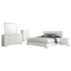 Sok 5pc Queen Bedroom Set | Faux Leather Upholstery | High Gloss White