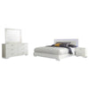 Sok 4pc King Bedroom Set | Faux Leather Upholstery | High Gloss White