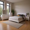 Sok 5pc King Bedroom Set | Faux Leather Upholstery | High Gloss White