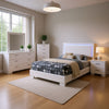 Sok 5pc Full Bedroom Set with Blue LED Lights | White High Gloss Wood