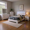 Sok 5pc Full Bedroom Set with Blue LED Lights | White High Gloss Wood