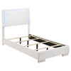 Sok 5pc Twin Bedroom Set with Blue LED Lights | White High Gloss Wood