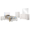 Sok 5pc Twin Bedroom Set with Blue LED Lights | White High Gloss Wood