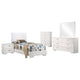 Sok 5pc Twin Bedroom Set with Blue LED Lights | White High Gloss Wood