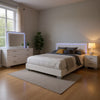 Sok 4pc Queen Bedroom Set | Faux Leather | Blue LED Lights | White