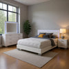 Sok 4pc Queen Bedroom Set | Faux Leather | Blue LED Lights | White