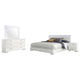 Sok 4pc King Bedroom Set | Blue LED Lights | Faux Leather | White Wood