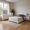 Sok 5pc King Bedroom Set | Blue LED Lights | Faux Leather | White Wood