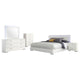 Sok 5pc King Bedroom Set | Blue LED Lights | Faux Leather | White Wood