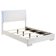 Sok 4pc Full Bedroom Set | Blue LED Lights | Faux Leather | White Wood