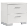 Sok 4pc Full Bedroom Set | Blue LED Lights | Faux Leather | White Wood