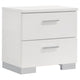 Sok 4pc Full Bedroom Set | Blue LED Lights | Faux Leather | White Wood