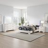 Sok 4pc Full Bedroom Set | Blue LED Lights | Faux Leather | White Wood